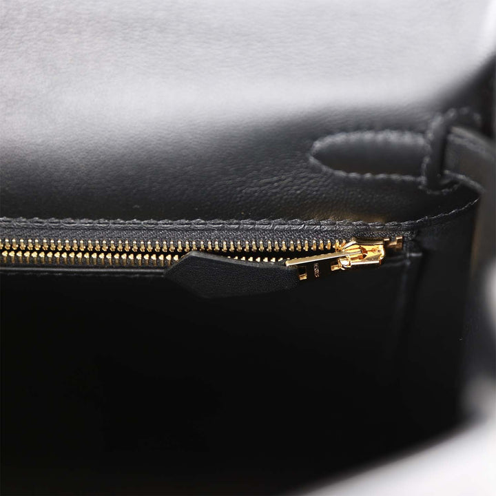 Top quality Hermes Kelly Retourne 25 Black Swift Gold Hardware
