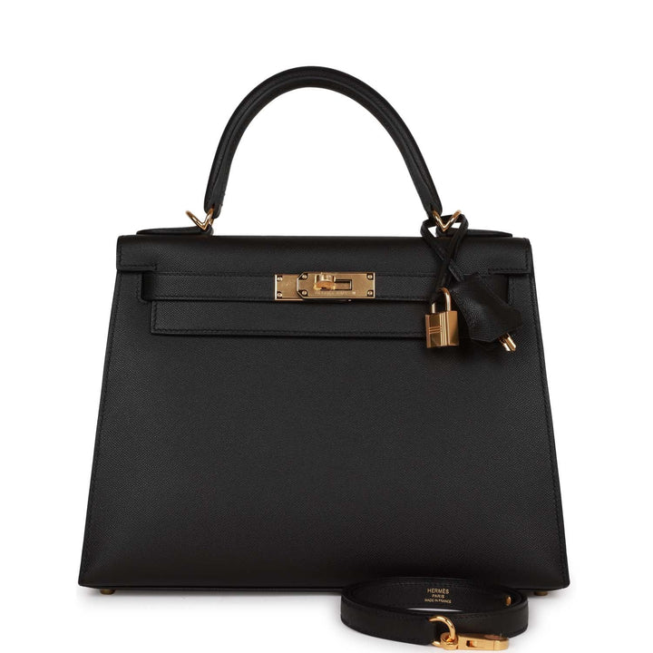 Top quality Hermes Kelly Sellier 28 Black Madame Gold Hardware
