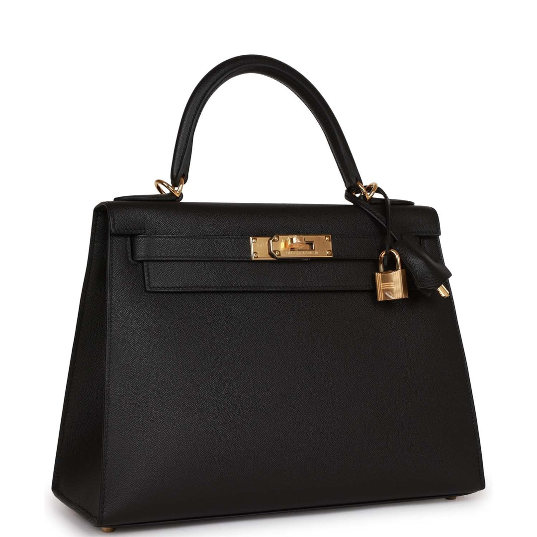 Top quality Hermes Kelly Sellier 28 Black Madame Gold Hardware