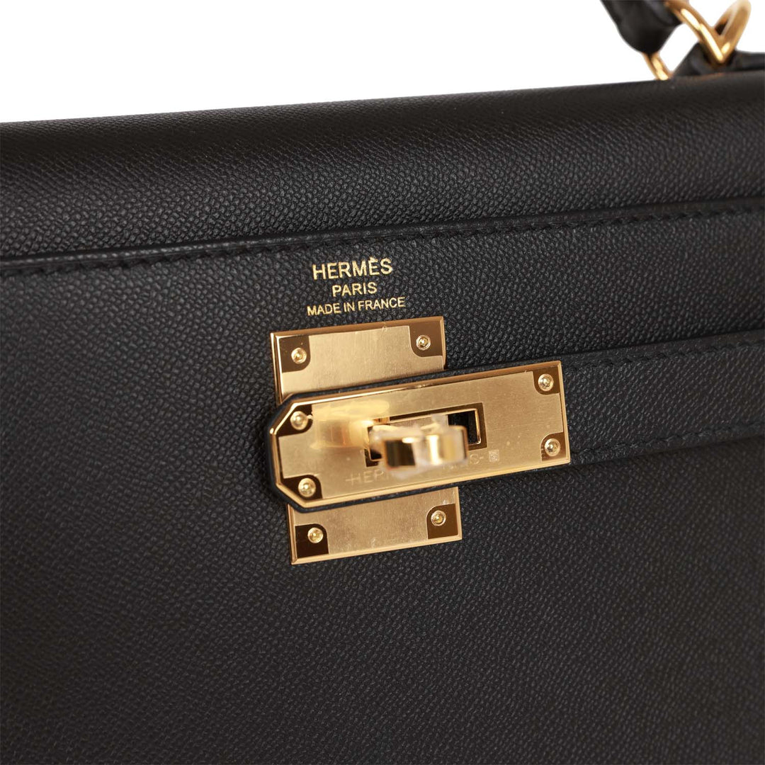 Top quality Hermes Kelly Sellier 28 Black Madame Gold Hardware