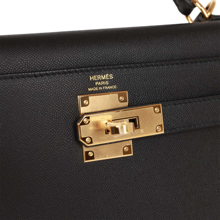Top quality Hermes Kelly Sellier 28 Black Madame Gold Hardware