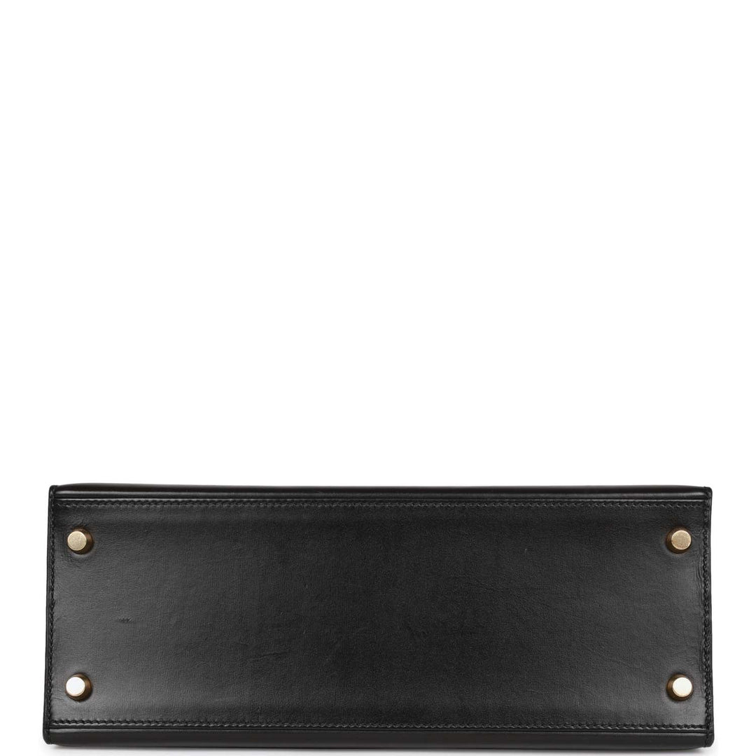 Hermes Kelly 28 Sellier Black Box Gold Hardware