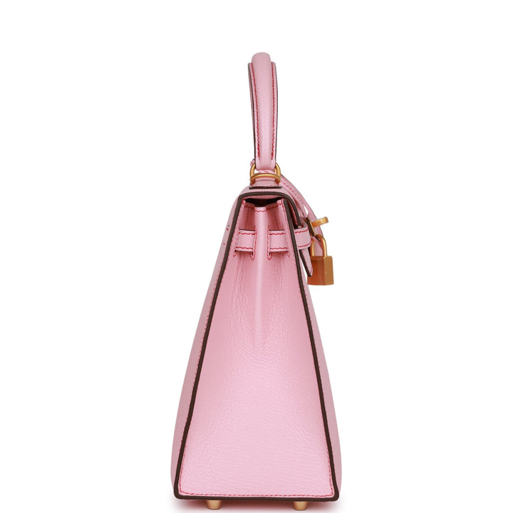 Top quality Hermes Special Order (HSS) Kelly Sellier 25 Rose Sakura Chevre Brushed Gold Hardware