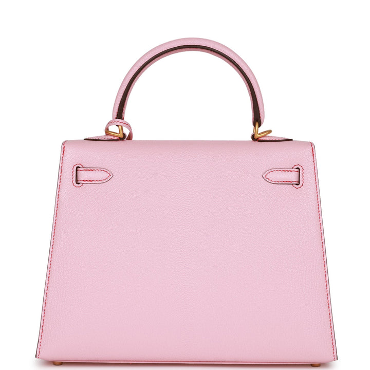 Top quality Hermes Special Order (HSS) Kelly Sellier 25 Rose Sakura Chevre Brushed Gold Hardware