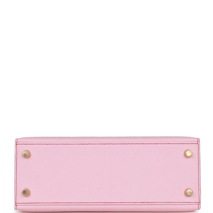 Top quality Hermes Special Order (HSS) Kelly Sellier 25 Rose Sakura Chevre Brushed Gold Hardware
