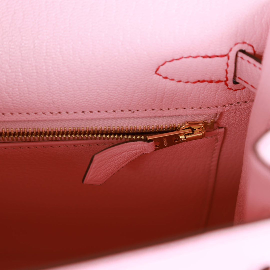 Top quality Hermes Special Order (HSS) Kelly Sellier 25 Rose Sakura Chevre Brushed Gold Hardware