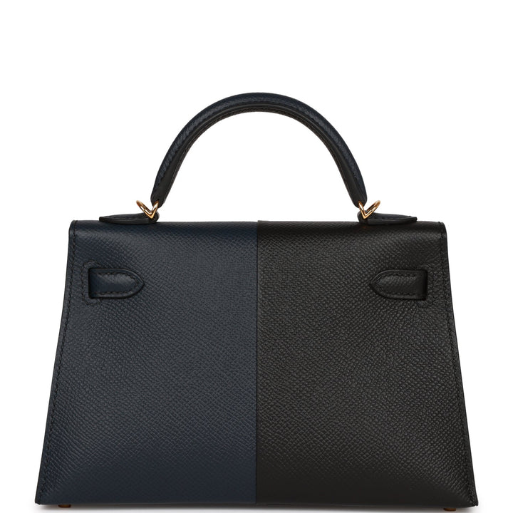 Top quality Hermes Kelly Sellier 20 Bleu Indigo, Black and Rouge H Casaque Epsom Gold Hardware