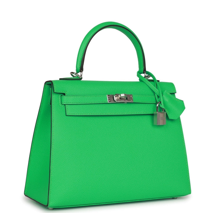Top quality Hermes Kelly Sellier 25 Vert Comics Epsom Palladium Hardware