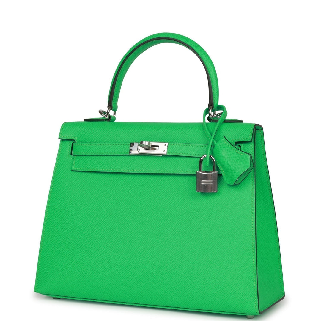 Top quality Hermes Kelly Sellier 25 Vert Comics Epsom Palladium Hardware