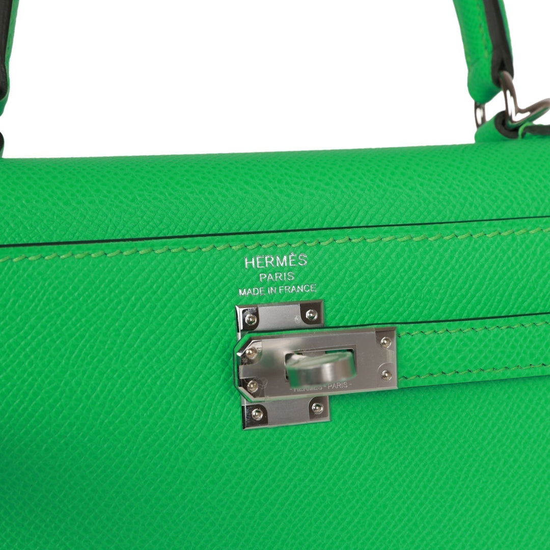 Top quality Hermes Kelly Sellier 25 Vert Comics Epsom Palladium Hardware