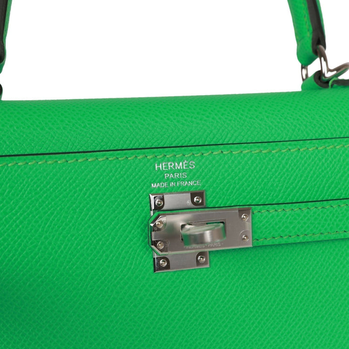 Top quality Hermes Kelly Sellier 25 Vert Comics Epsom Palladium Hardware