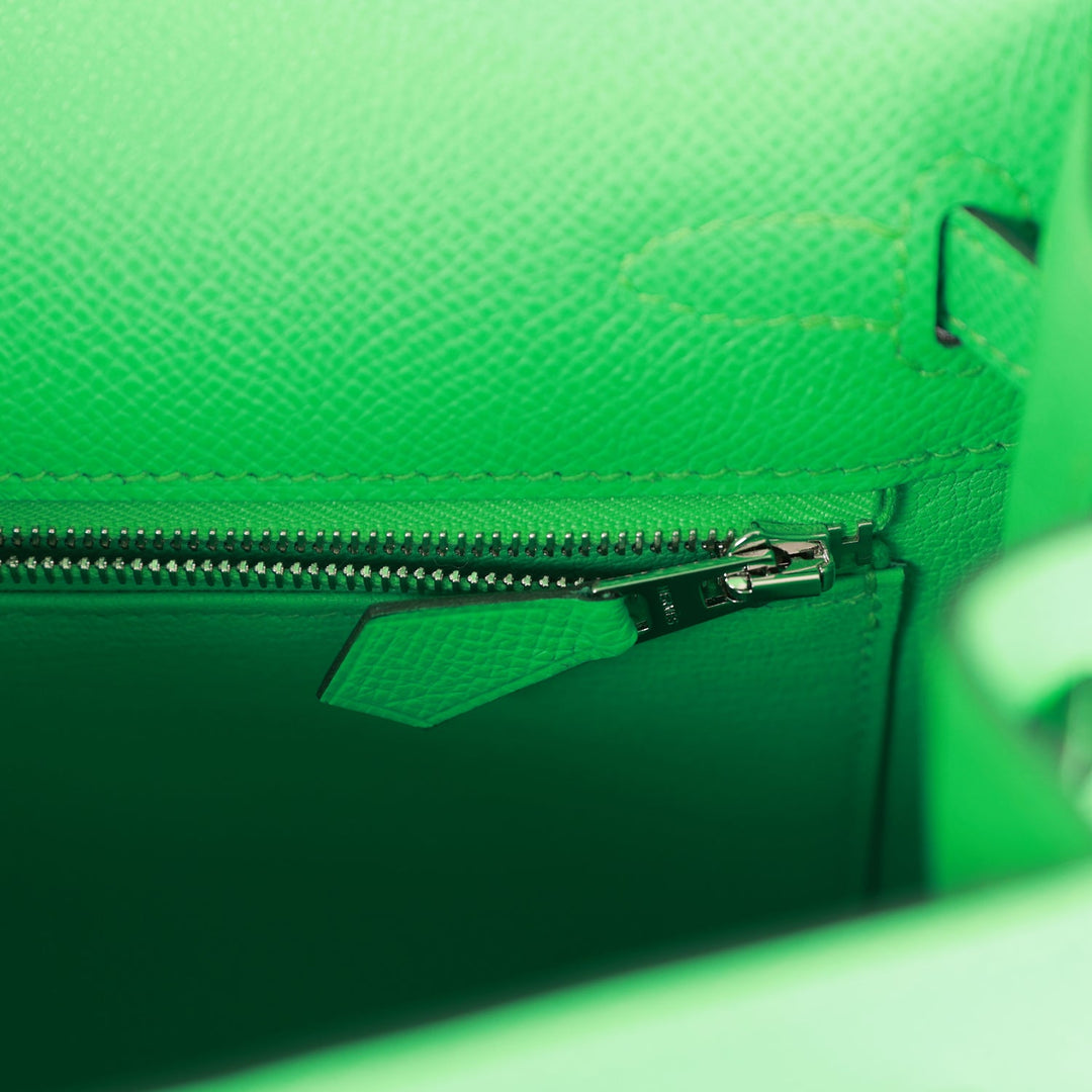 Top quality Hermes Kelly Sellier 25 Vert Comics Epsom Palladium Hardware