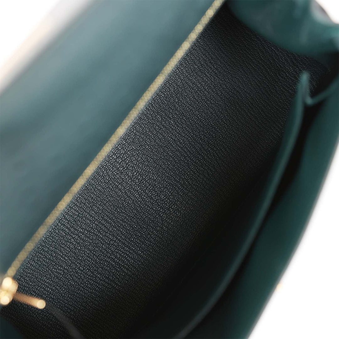 Top quality Hermes Kelly Sellier 25 Vert Cypress Ostrich Gold Hardware