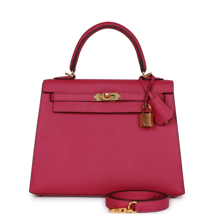 Top quality Hermes Kelly Sellier 25 Rose Pourpre Epsom Gold Hardware