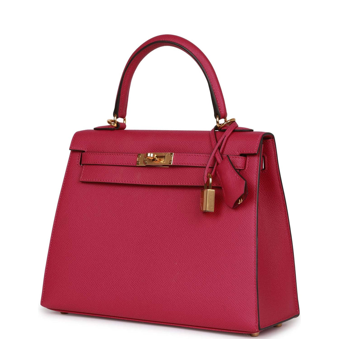 Top quality Hermes Kelly Sellier 25 Rose Pourpre Epsom Gold Hardware