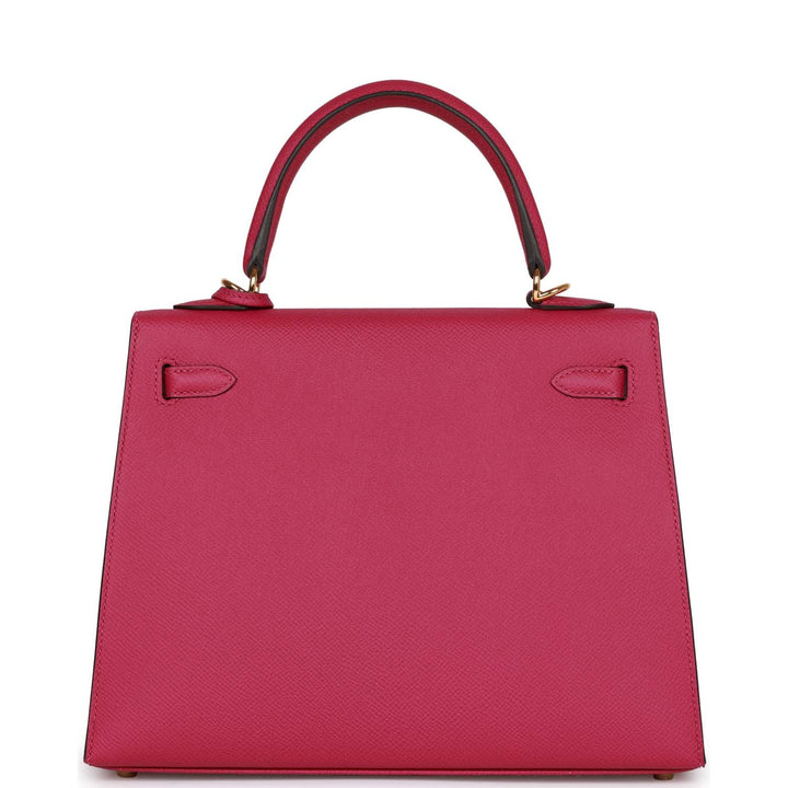 Top quality Hermes Kelly Sellier 25 Rose Pourpre Epsom Gold Hardware