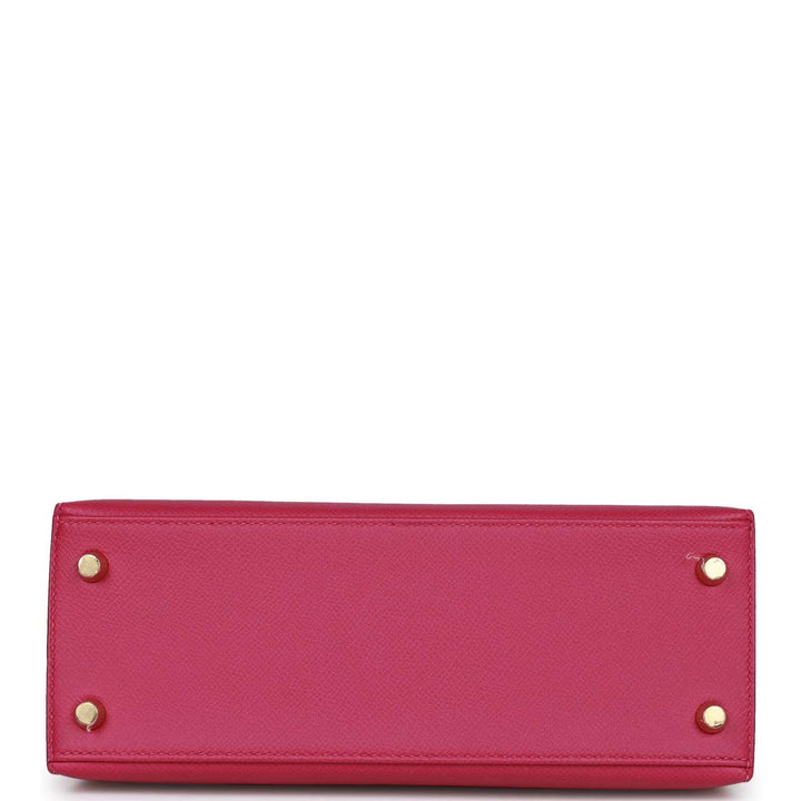 Top quality Hermes Kelly Sellier 25 Rose Pourpre Epsom Gold Hardware