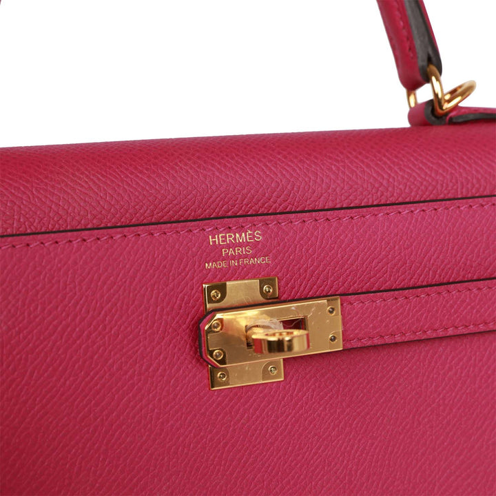 Top quality Hermes Kelly Sellier 25 Rose Pourpre Epsom Gold Hardware