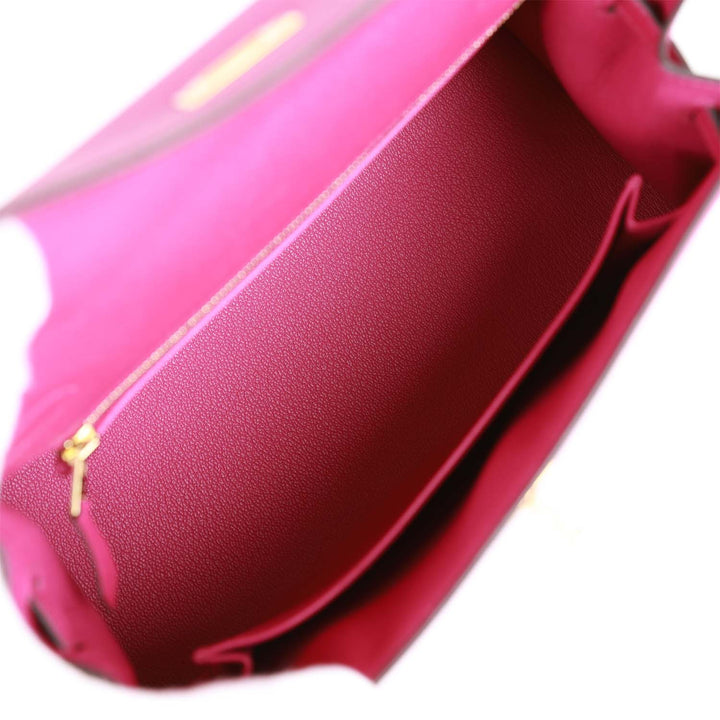 Top quality Hermes Kelly Sellier 25 Rose Pourpre Epsom Gold Hardware