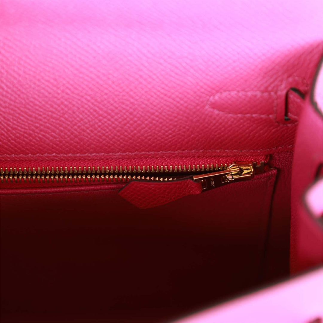Top quality Hermes Kelly Sellier 25 Rose Pourpre Epsom Gold Hardware
