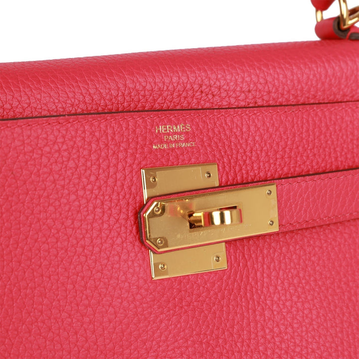 Top quality Hermes Kelly Retourne 28 Rose Extreme Clemence Gold Hardware