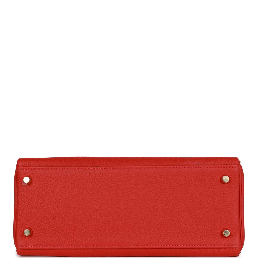 Top quality Hermes Kelly Retourne 28 Rouge Casaque Togo Gold Hardware