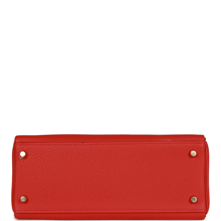 Top quality Hermes Kelly Retourne 28 Rouge Casaque Togo Gold Hardware
