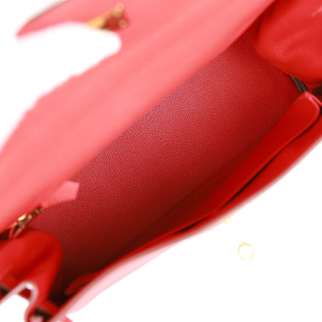 Top quality Hermes Kelly Retourne 28 Rouge Casaque Togo Gold Hardware