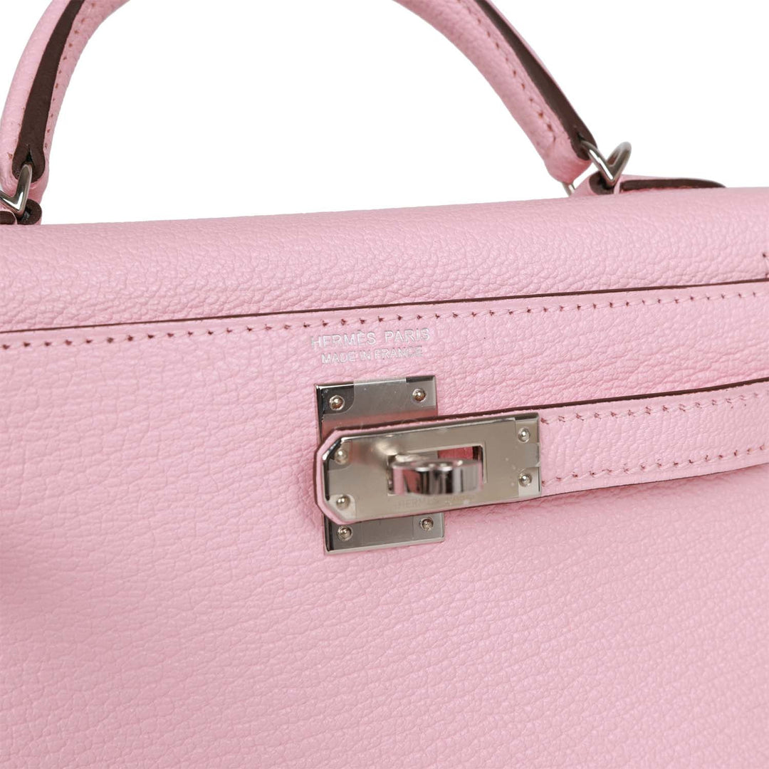Top quality Hermes Kelly Sellier 20 Rose Sakura Chevre Palladium Hardware