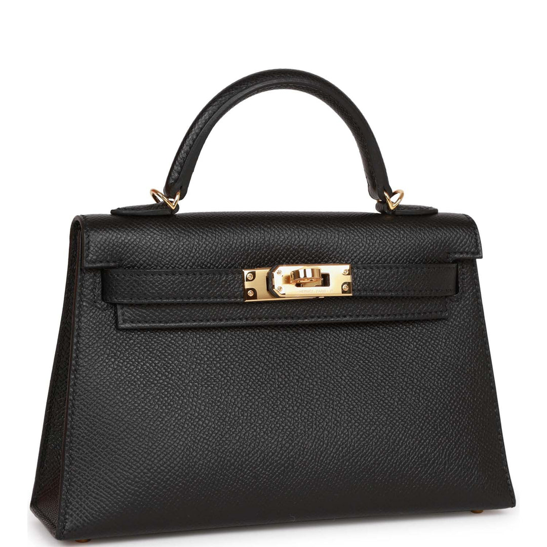Hermes Kelly 20 Sellier Black Epsom Gold Hardware