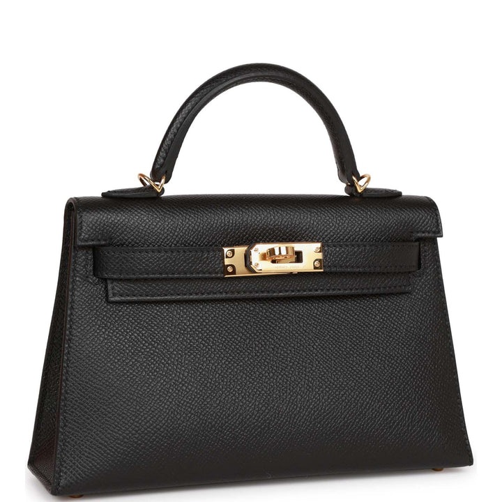 Hermes Kelly 20 Sellier Black Epsom Gold Hardware