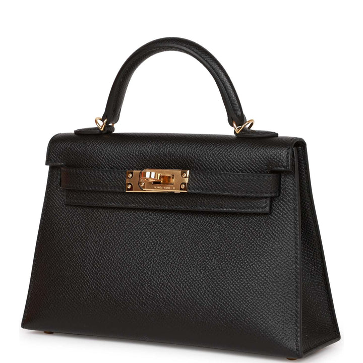 Hermes Kelly 20 Sellier Black Epsom Gold Hardware