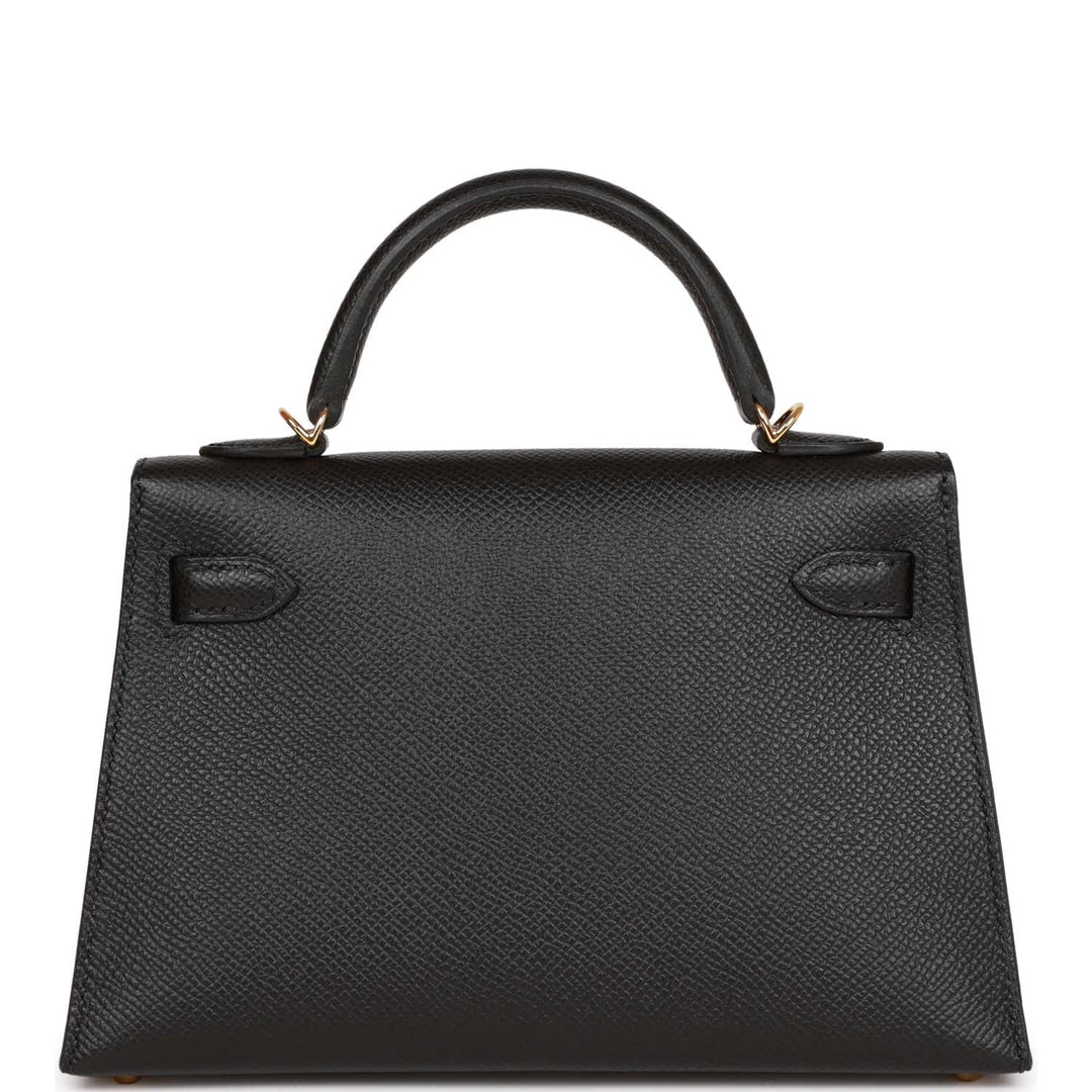 Hermes Kelly 20 Sellier Black Epsom Gold Hardware