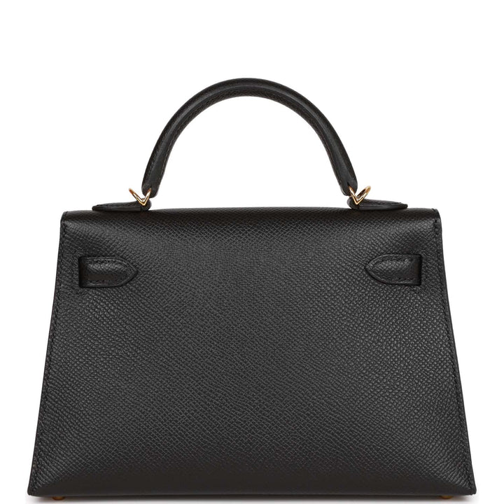 Hermes Kelly 20 Sellier Black Epsom Gold Hardware
