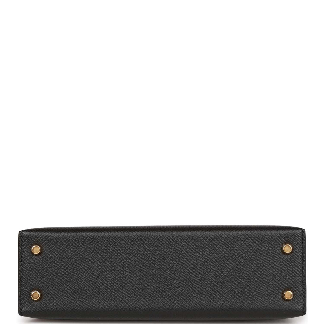 Hermes Kelly 20 Sellier Black Epsom Gold Hardware