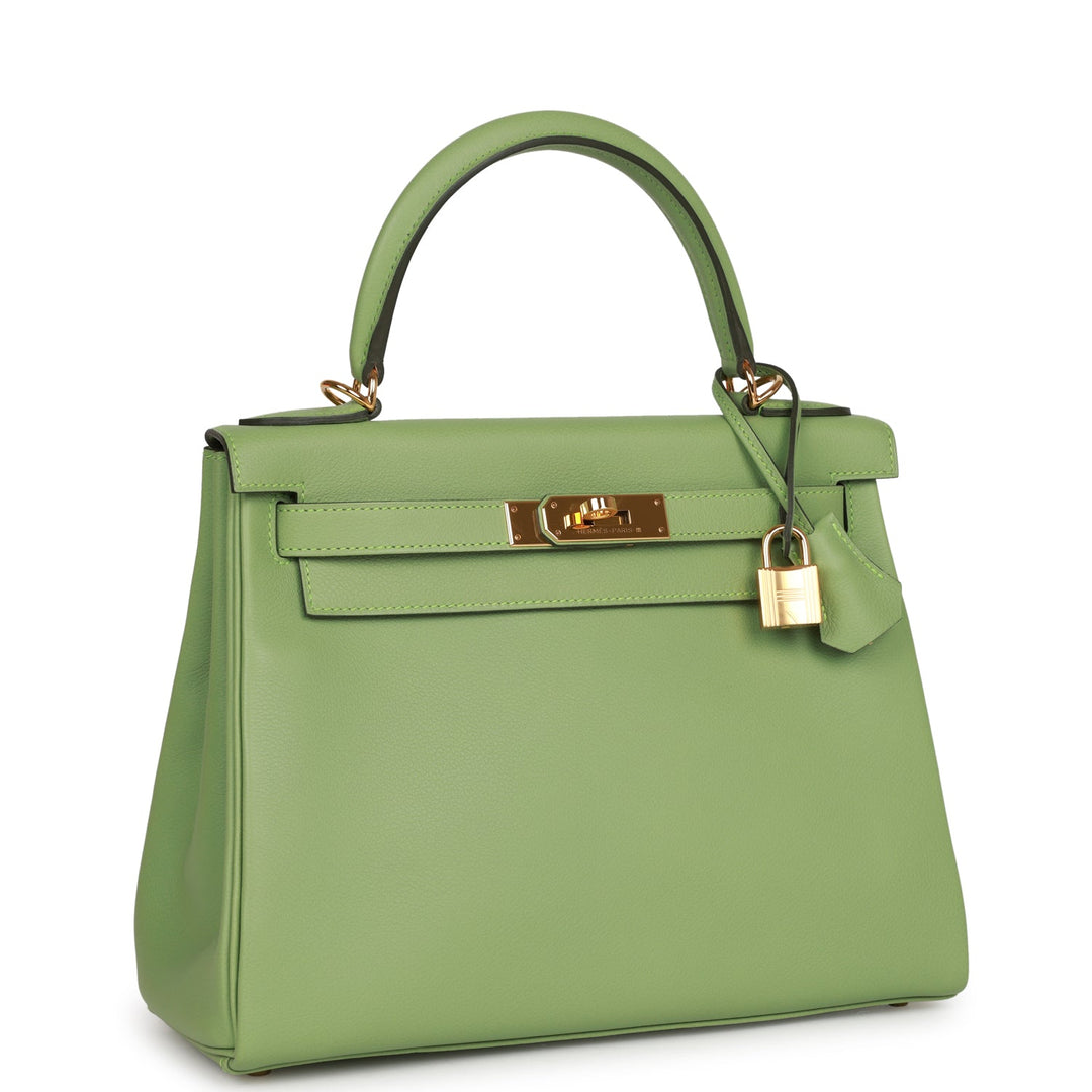 Top quality Hermes Kelly Retourne 28 Vert Criquet Evercolor Gold Hardware