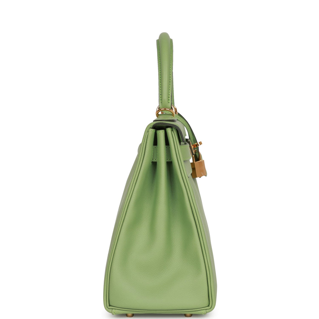 Top quality Hermes Kelly Retourne 28 Vert Criquet Evercolor Gold Hardware