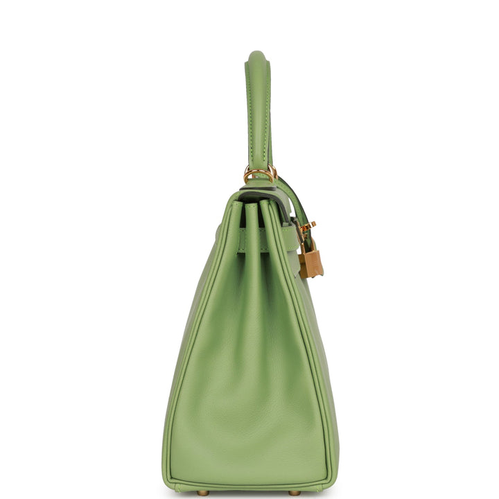 Top quality Hermes Kelly Retourne 28 Vert Criquet Evercolor Gold Hardware