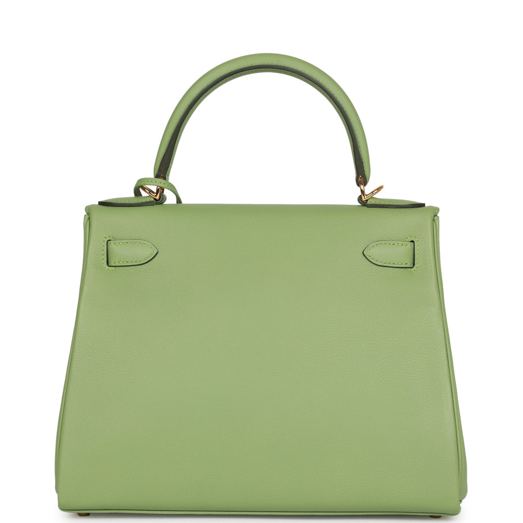 Top quality Hermes Kelly Retourne 28 Vert Criquet Evercolor Gold Hardware