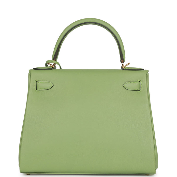 Top quality Hermes Kelly Retourne 28 Vert Criquet Evercolor Gold Hardware