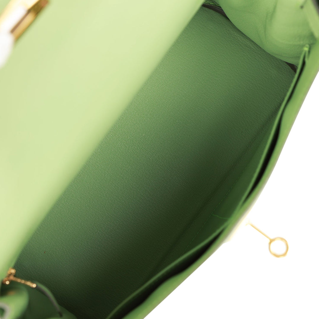 Top quality Hermes Kelly Retourne 28 Vert Criquet Evercolor Gold Hardware