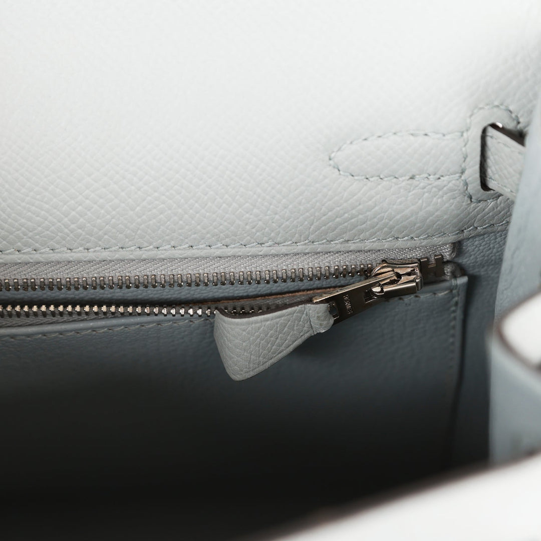 Hermes Kelly 25 Sellier Bleu Glacier Epsom Palladium Hardware