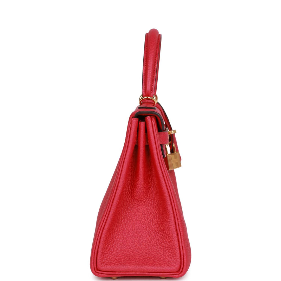 Top quality Hermes Kelly Retourne 25 Framboise Togo Gold Hardware