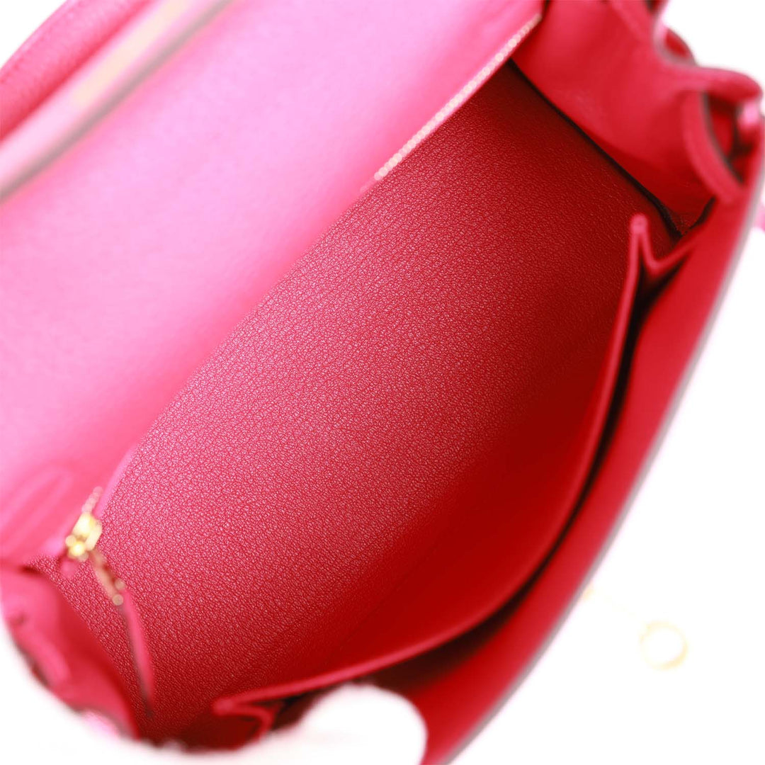 Top quality Hermes Kelly Retourne 25 Framboise Togo Gold Hardware