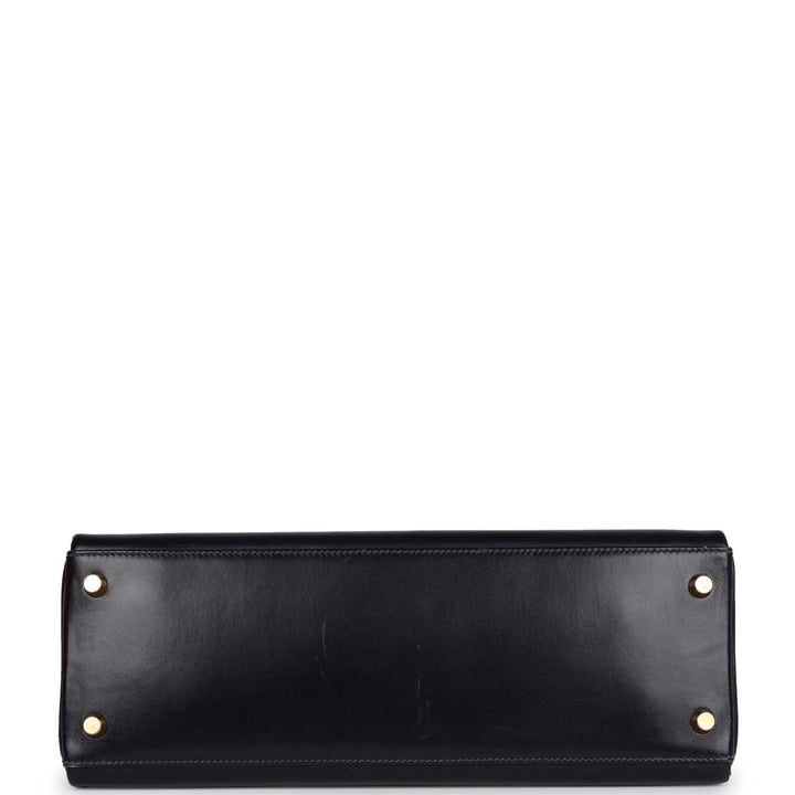 Vintage Top quality Hermes Kelly Retourne 32 Navy Box Gold Hardware