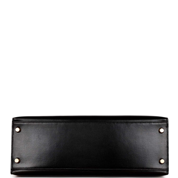 Vintage Top quality Hermes Kelly Sellier 32 Black Box Gold Hardware