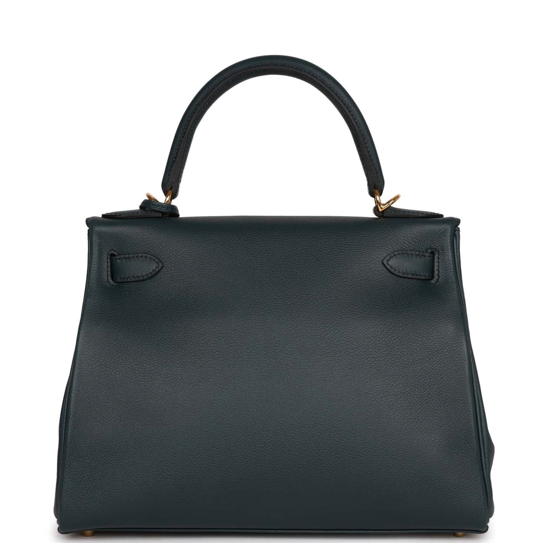Top quality Hermes Kelly Retourne 28 Vert Rousseau Evercolor Gold Hardware