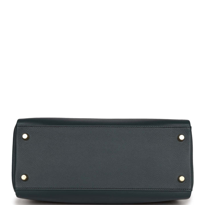 Top quality Hermes Kelly Retourne 28 Vert Rousseau Evercolor Gold Hardware