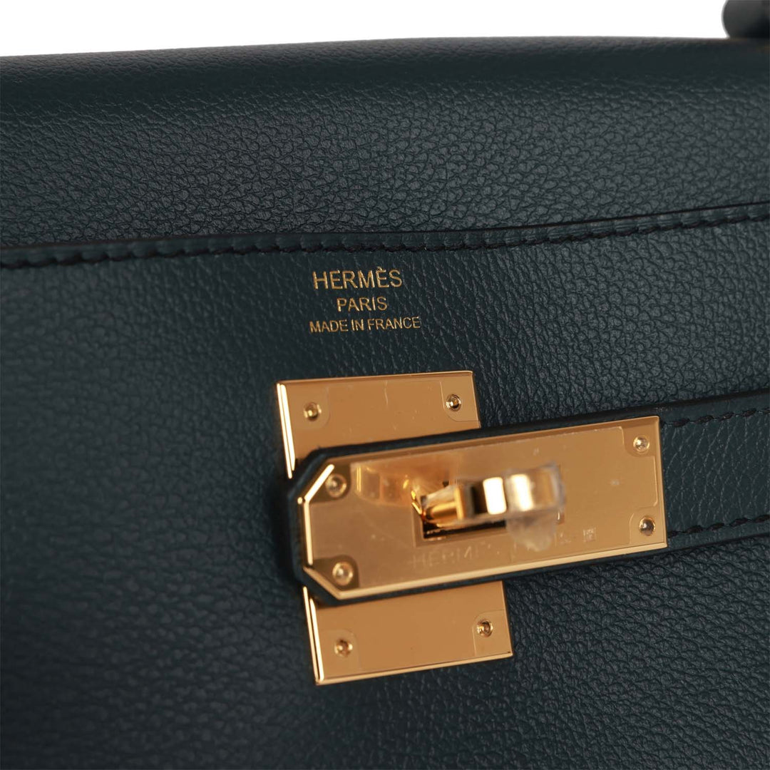 Top quality Hermes Kelly Retourne 28 Vert Rousseau Evercolor Gold Hardware