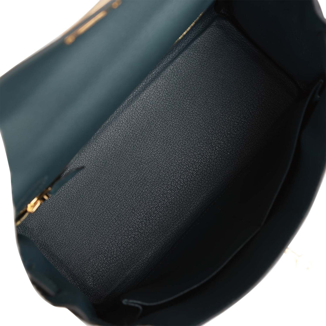 Top quality Hermes Kelly Retourne 28 Vert Rousseau Evercolor Gold Hardware